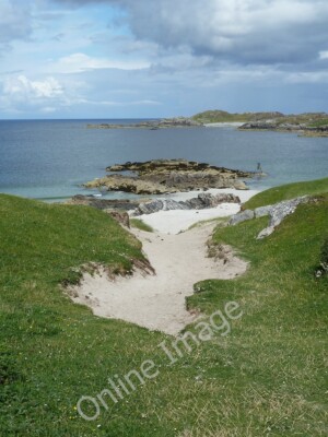 Foto 12x8 Sandroute zum Strand von Bostadh Tobson Die niedrigen flachen Felsen S c2011