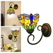 Style Wall Light Stained Glass Wall-Sconce Lamp Bedroom Fixture 15*25cm