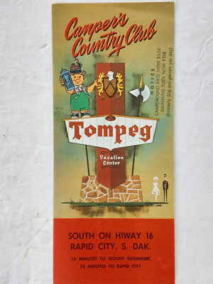 TOMPEG Campground Rapid City SD Camper's Country Club Brochure 1960 South Dakota