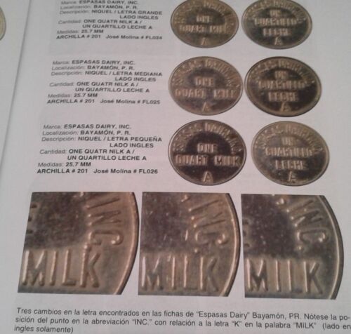 ESPASAS DAIRY tipo3 CUARTILLO 1 Quart Milchmarke Ficha Leche BAYAMON Puerto Rico - Bild 2 von 4