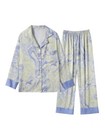 Women Sleepwear Pyjamas Ladies PJs Ice Silk Long Sleeve Soft Set