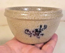 1984 Vernon Owens Jugtown Ware - Cobalt Decorated Miniature Mixing Bowl - 4.5"