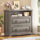 Farmhouse 2 Drawer File Cabinet for Home Office, Wood Lateral File Cabinet(Grey)