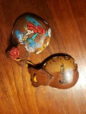 Excellent vintage Spanish carved wood Castanets