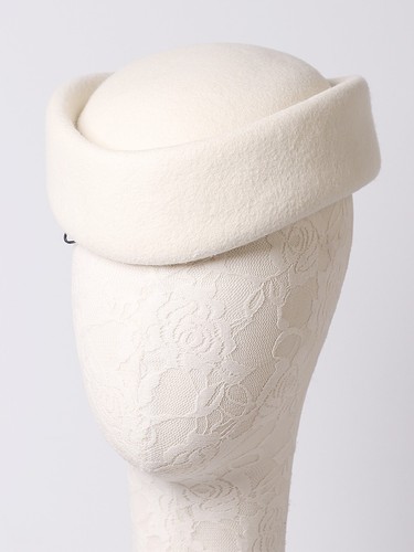 White Wool Felt Fascinator Pillbox Hats Cocktail Wedding Millinery Beret Hat - Picture 5 of 5