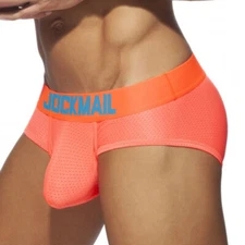 JOCKMAIL Men's Brief Sexy Low Waist Ice Silk Underwear Bikini Pouch Underpants 