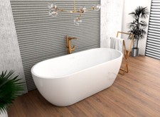 freistehende Badewanne Standbadewanne Wanne 170x77 cm Ablauf Click-Clack Acryl E