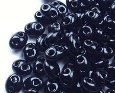 Twin 2 Hole Czech Glass Seed Beads Size 2.5 x 5 mm " BLACK " Loose 50 Grams