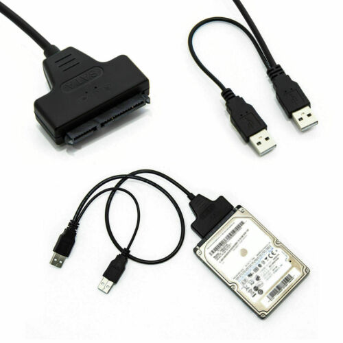 Double USB 2.0 to 2.5'' HDD 7+15pin SATA Hard Drive Cable Adapter PC Connector - Picture 4 of 18