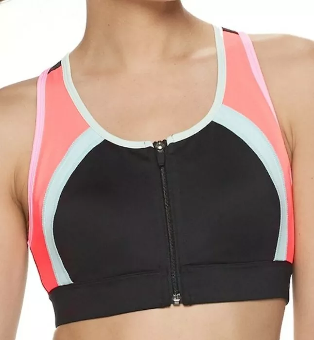 NWT WOMENS FILA SPORT PIECED ZIP FRONT MEDIUM IMPACT SPORTS BRA SIZE XS