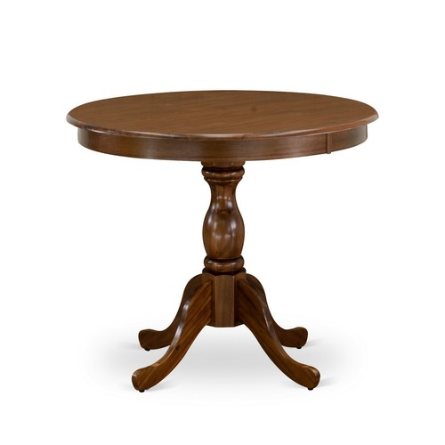 3pc kitchen dining set 36" round table with 2 Lancy parsons chairs walnut finish - Picture 2 of 7