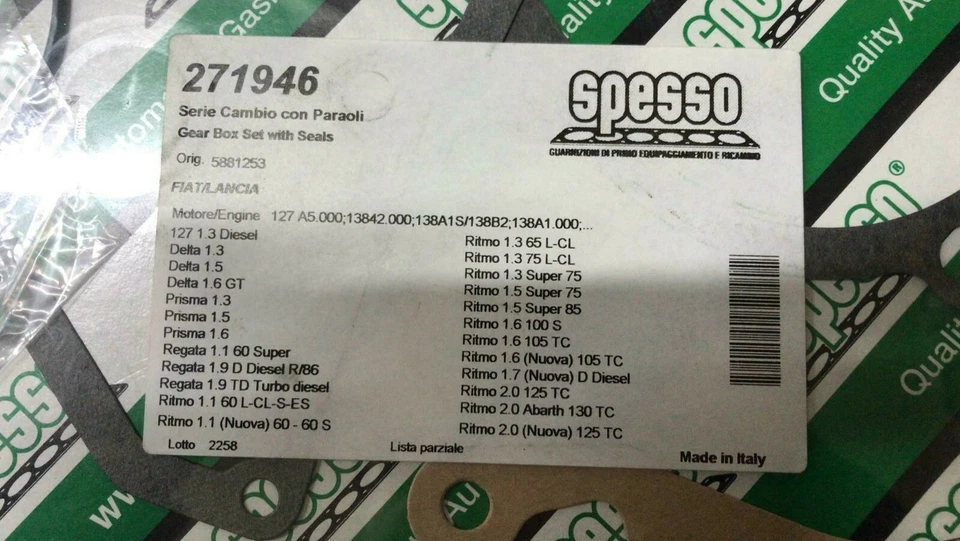 SERIE CAMBIO CON PARAOLI SPESSO 271946 FIAT/LANCIA 127/DELTA/PRIMA/REGATA/RITMO  - Immagine 2 di 4