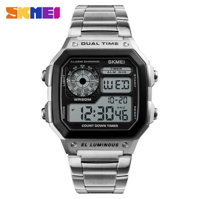 SKMEI Sport Watch Men Square Digital Wristwatch Male Alarm LED Chronograph Watch