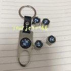 Car Wheels Tire Air Valve Caps with Key Fob for BMW Roundel Stem Dust Cover