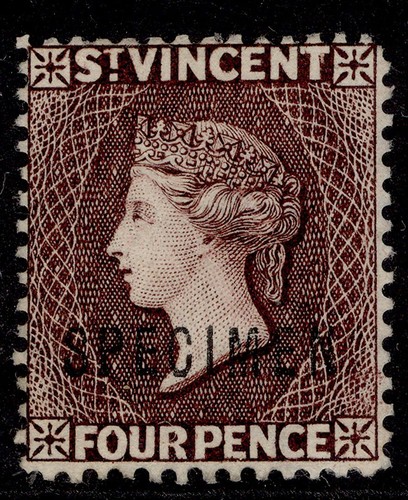ST. VINCENT QV SG51s, 4d lila-braun, UNBENUTZT. SPECIMEN