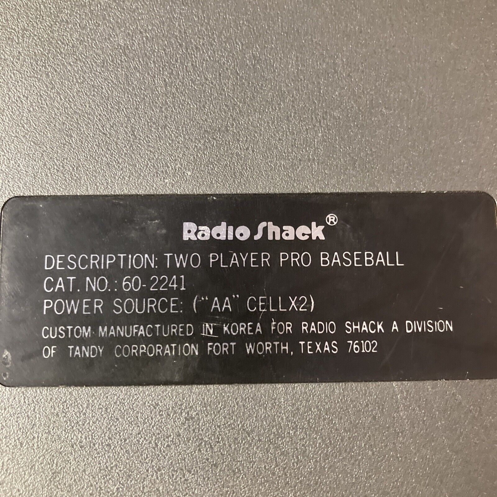 Radio Shack Deluxe Electronic 2-Player Baseball