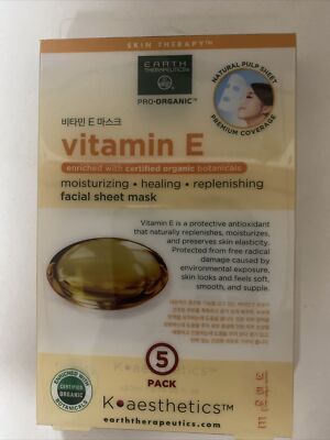 Earth Therapeutics Vitamin E  5 Pack Organic Botanical Facial Sheet Mask