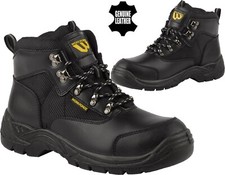 Mens Ankle Work Safety Boots Steel Toe Cap Leather Lace Up Work Boot Hiker Shoes