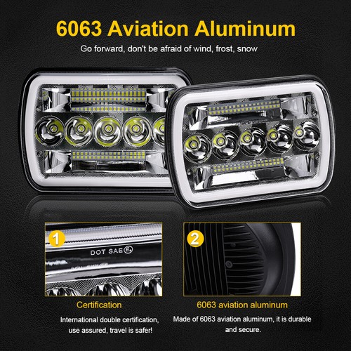 2x Fit Ford f-100 F-150 F-250 F-350 7x6 5x7" LED HeadlightS DOT Hi Lo Beam H6054 - Picture 4 of 10