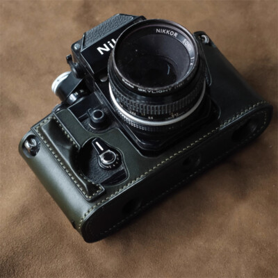 Retro Handmade Leather Half Camera Case Bag Protector Cover for