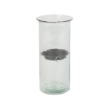 Classic Large 12 Inch Tall Glass Hurricane Rustic Pillar Candle Holder Textured
