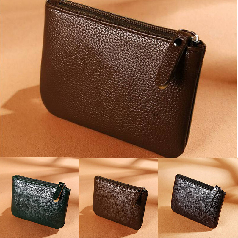 Mini Leather Zip Wallet for Women - Card Holder Key Purse with Coin Pocket-image