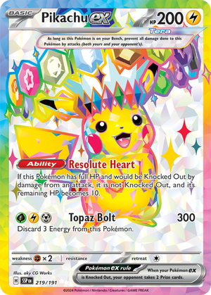 Pokémon TCG Surging Sparks Pikachu ex Full Art 219/191 Mint | eBay