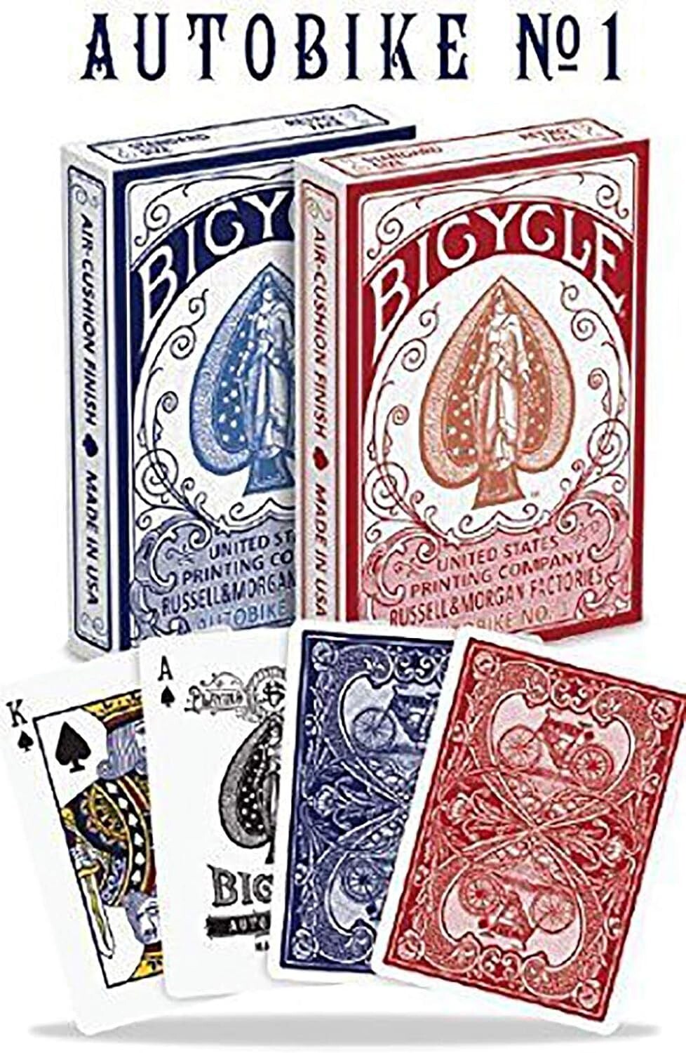 Autobike No. 1 Playing Cards 1 Blue & 1 Red Deck