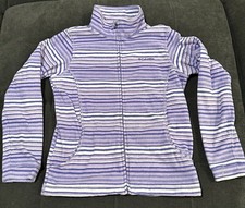 Columbia Jacket Girls Sz XL Fleece Long Sleeve Full Zip Outdoors Purple Striped