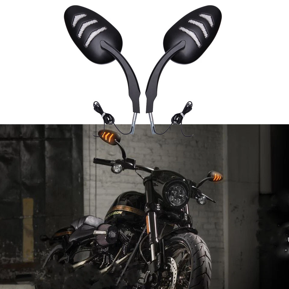 Espejos retrovisores LED negros para motocicleta Harley Davidson Tri Glide Ultra Foto 2 de 4