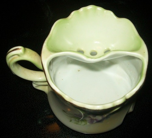 ANTIQUE BRANDENBURG MUSTACHE TEACUP W/FLOWERS/GILD GERMANY ANCHOR MARK - Picture 8 of 11