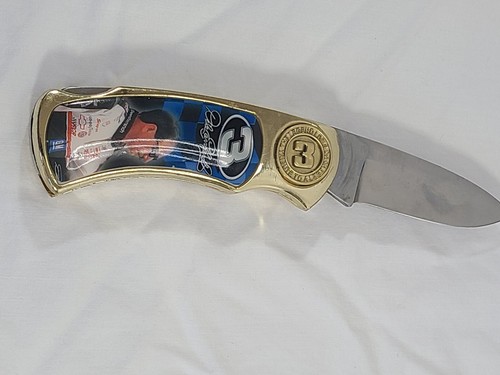 Dale Earnhardt Lockback Folding Knife #3 Tribute To A Legend Gold Tone With Case - Picture 3 of 11