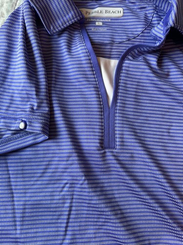 Pebble Beach Performance Women's collared, purple with stripes size L shirt - Picture 6 of 8