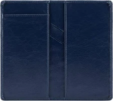 Aurya Leather Checkbook Cover Holder with Free Divider and Middle Dark Blue 