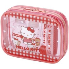 Juego de 5 piezas de mini artículos de tocador de viaje Sanrio Hello Kitty, botellas de peine de cepillo de dientes Kawaii