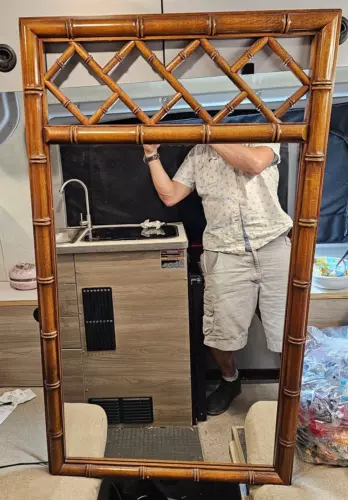 Vintage Chinoiserie "Bamboo" Mirror Wall USA 48" x 27" x 2"