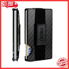 Carbon Fiber Minimalist Men Wallet Credit Card Holder Money Clip Strap Slim 
