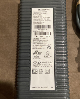 Official Microsoft Xbox 360 Fat Power Supply Cord Brick Adapter