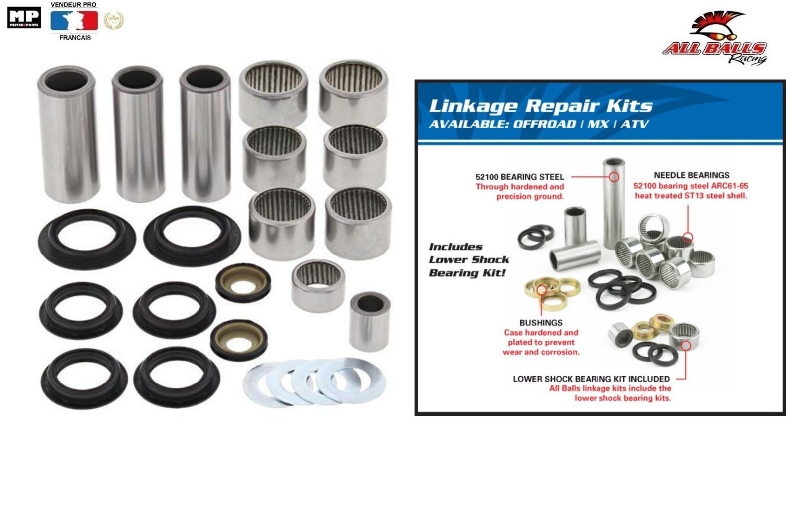 Kit biellette d'amortisseur 27-1123 pour éliminer le jeu de suspension Kawasaki KLX300