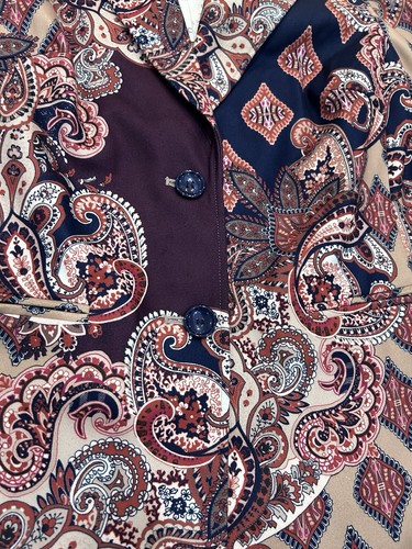 Chico’s Paisley Print Lined Colorful Trench Coat Button Front Size 0 US 4/6 NWT - Picture 3 of 13