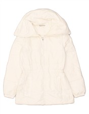 Stefanel Womens Padded Jacket Uk 14 Medium Off White Polyester Be95