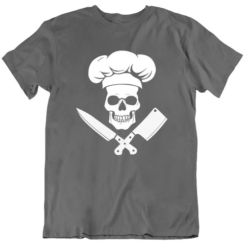 Chef Cooking, Skull Bones Head BBQ Grill Cool Funny Love T Shirt Tee Gift New - Picture 3 of 13