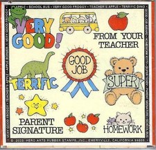 Hero Arts SCHOOL TEACHER MOTIVATIONAL Wood Mounted Stamps LL118