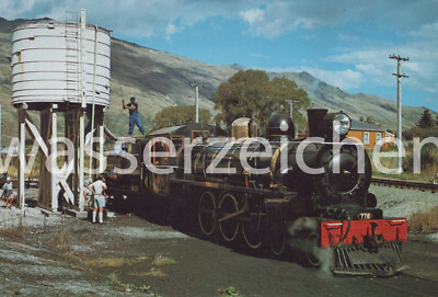 Postcard/Photo Steam Locomotive ''Ab'' Class ''Kingston Flyer'', New Zealand, Map to Born (7379)