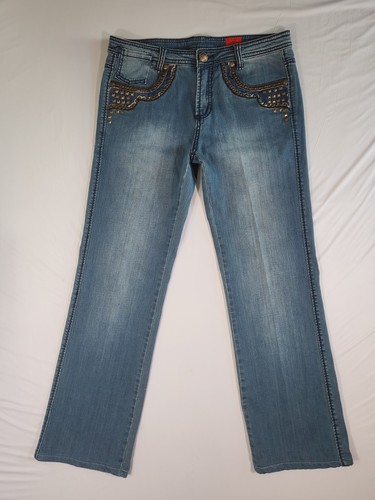 V Cristina Jeans Womens Size 8 ( Studded Distressed Pockets ) Grunge Rock 32X29