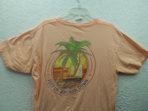 Salt Life Feet up Anchor Down Mens Peach Graphic T Shirt Size L - 第 7/9 張圖片