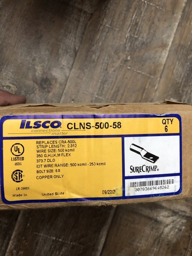 Ilsco CLNS-500-58 500 MCM Copper Compression Lug pack Of 6
