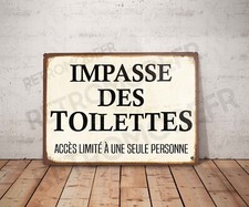 Plaque métal vintage citation Impasse des Toilettes Décoration WC affiche