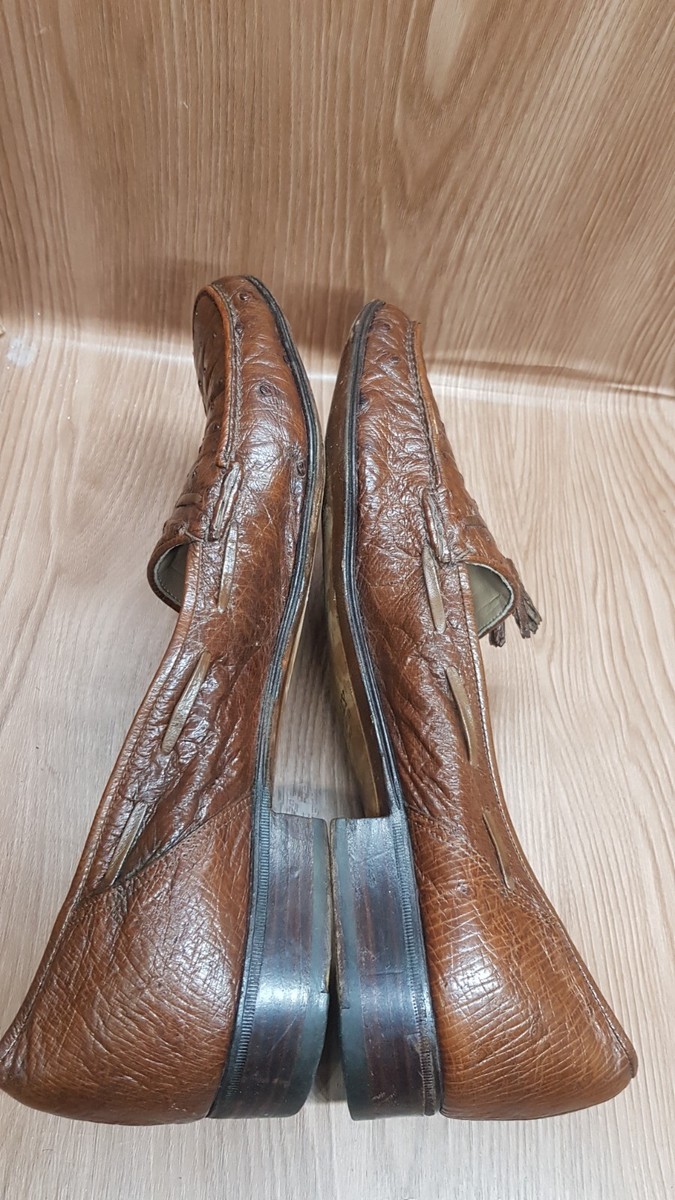 Bally Vintage Loafers Tassel Brown Genuine Ostrich Men display picture 1