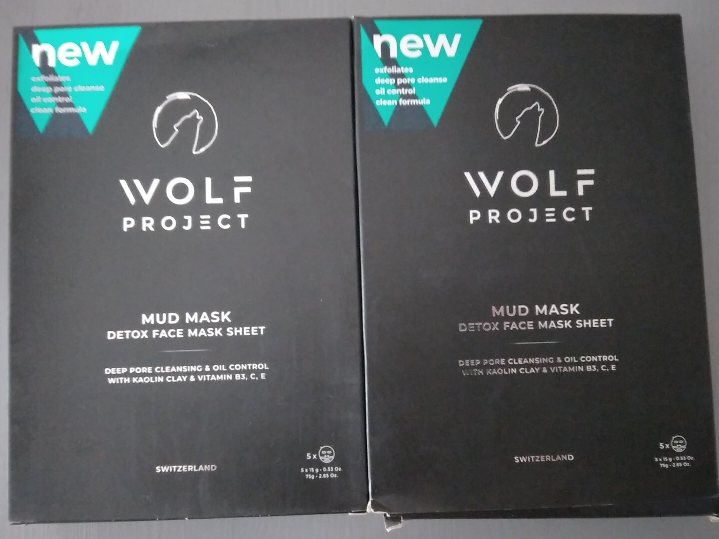 2 Boxes Wolf Project - Mud Mask Detox Face Mask Sheet - 5 Masks - New in box